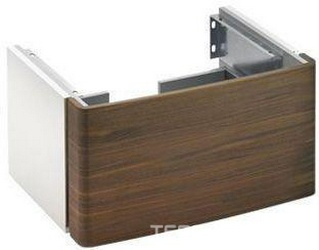 Тумба под раковину 700хh360х490мм, подвесная с выдв.ящиком, (цв. корпус белый лак, фронт шпон орех), Elegance New XX