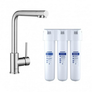 Смеситель д/ кухни с каналом для подключения фильтра, в комплекте с фильтром Аквафор Кристалл, (цв.хром),  ZZ Swedbe Selene Plus K8540К