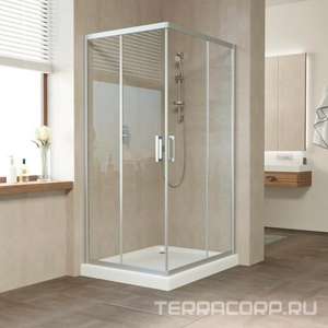 Душевое ограждение , 900x800x1900 мм,  профиль мат.хром, стекло прозрачное, БЕЗ поддона ZZ Vegas Glass ZA-F ZA-F 90*80 07 01