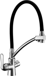Смеситель для кухни, с подключением к фильтру с питьевой водой, цв.корпуса хром, излив черный ZZ