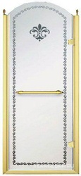Дверь в нишу 900хh2166мм, "Правая" петли справа, (стекло матовое с прозрачным узором, 8мм, фурнит. цв.золото), Retro XX