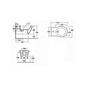 Биде подвесное 570х380см, с 1 отв.д/ смес., крепёж в компл.,  ZZ Globo Paestum PAS10.BI