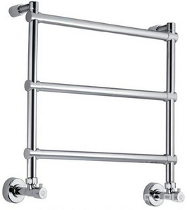 Полотенцесушитель 500/530хh544x125мм, 3 перекладины, подвод воды int.470мм, (цв. English Cold), краны, крепёж в компл., (ГВС, 6 bar) Margaroli 442 ZZ Margaroli Sole 442/3-500x535,5-470/3M English Gold