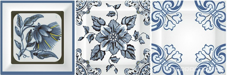 Керамическая плитка Absolut Keramika Monocolor 10x30 Decor Cube Mediterraneo Cobalto 10x30 Комбинированный 