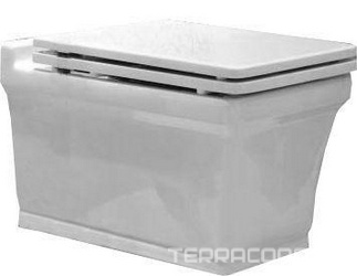 Унитаз подвесной 37х54см, сиденье с микролифтом (цв. Bianco Lucido, петли цв. золото), крепёж в компл., Lutetia ZZ