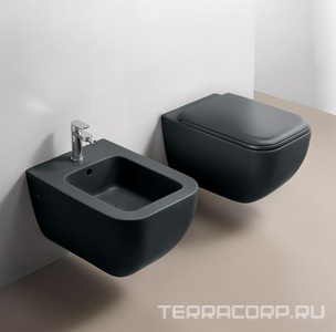 Унитаз подвесной 37,5х55хh37,5см, безободковый, крепёж в компл, (без сиденья), (цв.Basalto),  ZZ Ceramica Cielo Shui Comfort SHCOVSK (BA) Le Terre di Cielo