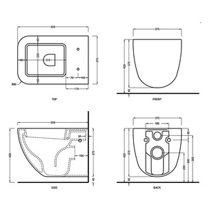 Унитаз подвесной 37,5х55хh37,5см, безободковый, крепёж в компл, (без сиденья), (цв.Basalto),  ZZ Ceramica Cielo Shui Comfort SHCOVSK (BA) Le Terre di Cielo