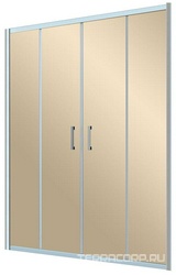Дверь в нишу Z2P, 200x190 см, двухстворчатая раздвижная, профиль хром матовый, стекло бронза ZZ