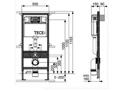 Комплект для установки подвесн.унитаза, (застенный модуль, крепёж, прокладка звукоиз, панель 2-го смыва TECEnow пластик цв.ХРОМ ГЛЯНЕЦ),  2.0 Tece TECEbase 9400412