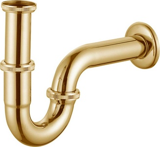 Сифон для раковины S-образный, 1 1/4, гориз.часть 80+170мм, (металл цв.золото), Cezares ZZ Cezares Универсал CZR-STC-03