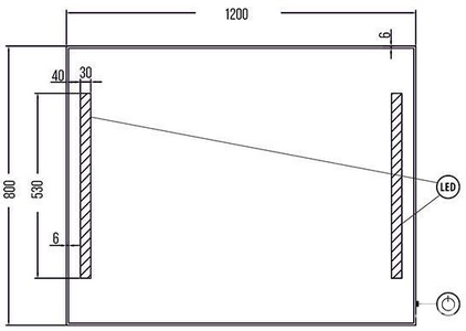 Зеркало  с внутренней подсветкой 1200*800 (2 вертикальных светильника)ZZ Gair Line Line 120*80