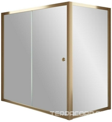 Шторка на ванну ZV+ZVF, 170x75x140 см, раздвижная с неподвижной боковой стороной, профиль бронза, стекло прозрачное ZZ