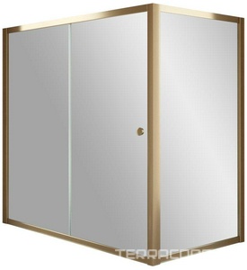 Шторка на ванну , 170x75x140 см, раздвижная с неподвижной боковой стороной, профиль бронза, стекло прозрачное ZZ Vegas Glass ZV+ZVF ZV+ZVF 170*75 05 01