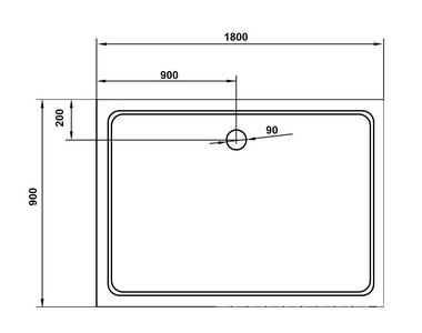 Поддон душевой 1800х900h35мм, прямоугольный, отв. слива 90мм, (без сифона, ножек, экрана), цв. белый стеклокомпозит SMC, Cezares ZZ Cezares Универсал TRAY-M-AH-180/90-35-W