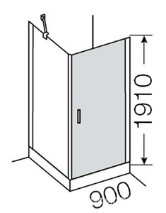 Дверь распашная для бокового элемента, DX/SX прав./лев. (86,5/89хh191см, стекло 6мм, GL прозр., фурн. 28 arg/cr, мат.хром/хр.)  ZZ Provex Elegance 0004TE28GL
