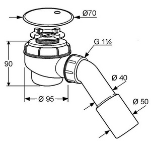 Сливной гарнитур для поддона с диам.отверстия 52 мм ZZ Kludi Универсал 2105205-00