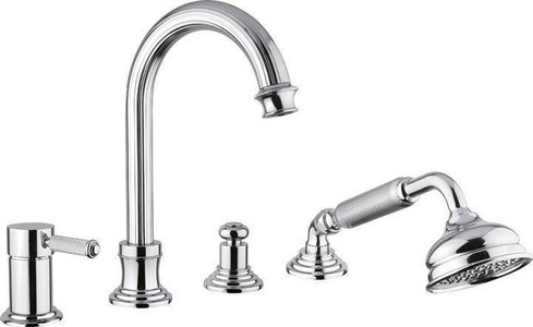 Смеситель для ванны, встраиваемый в борт, на 4 отв., лейка, шланг в компл.,  (цв.хром, одноручковый),  ZZ Cezares Olimp OLIMP-BVDM-01-L