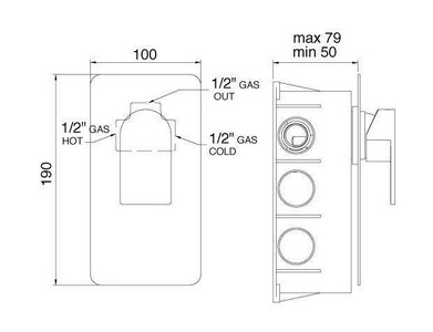 Смеситель для душа, встраиваемый в стену, (цв. тертая сталь),  ZZ 3M Ran 2208 JJ
