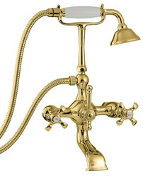 Смеситель для ванны с душевым гарнитуром, (цв.золото), Nuova retro ZZ