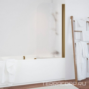 Шторка на ванну 75*140 см, профиль бронза, стекло "шиншилла" ZZ Vegas Glass EV EV750502 прав.