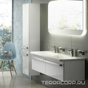 Тумба 120хh35х44cм, д/раков.120cм, (2выдв.отдел.,разд-ль-2 шт.,праст.кронтейнеры 4 шт.,сифон,крепл.),БЕЗ РУЧКИ арт.R4361AA,(цв.бел.глянц.),ZZ Ideal Standard Tonic II R4305WG