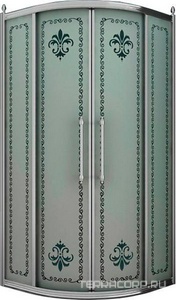 Душевой уголок 1000х1000хh1950мм, 1/4 круга, R550мм, две раздвижные двери, (стекло прозрачное с мат.узором, 8мм, фурнит. цв.хром),  ZZ Cezares Retro RETRO-A-R-2-100-SCORREVOLE-CP-Br