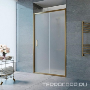 Дверь в нишу , 135x190 см, двухсекционная раздвижная, профиль бронза, стекло сатин ZZ Vegas Glass ZP ZP 0135 05 10