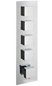 Смеситель-термостат для душа встраиваемый в стену, с переключателем, на 4 "Потребителя", квадратные ручки, (цв. хром), Showers & termostatics ZZ 3M Showers & Termostatics 7297XQ CC