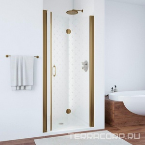 Дверь в нишу , 100x190 см, складная, духсекционная, правая, профиль бронза, стекло "флёр-де-лис" ZZ Vegas Glass GPS GPS 0100 05 R05 /правая