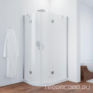 Душевое ограждение , 120*90*1900 мм, петли справа, профиль хром, стекло сатин, БЕЗ поддона ZZ Vegas Glass AFS-F AFS-F 120*90 08 10 прав.