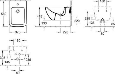 Биде подвесное, 375х560мм, с 1 отв.д/смес., крепёж в компл., (цв. R1 white ceramicplus),  ZZ Villeroy & Boch Venticello 441100R1