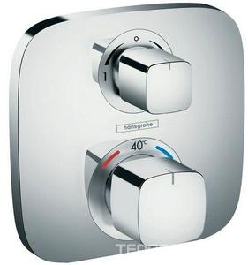 Термостат с запорным и переключ.вентилем на 2 потребителя, (ВНЕШНЯЯ часть, БЕЗ iBox арт. 01800180, цв. хром, расход воды 26 л/мин),  ZZ Hansgrohe Ecostat E 15708000