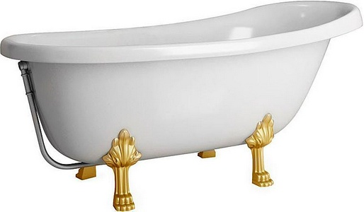 Ванна из искусственного камня Салерно 168x80x65 см белая, ножки золото ZZ Фэма салерно 