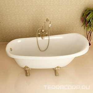 Ванна из искусственного камня Салерно 168x80x65 см белая, ножки золото ZZ Фэма салерно 