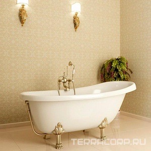 Ванна из искусственного камня Салерно 168x80x65 см белая, ножки золото ZZ Фэма салерно 
