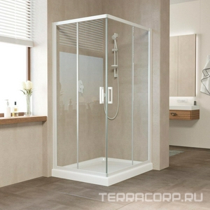 Душевое ограждение , 800*1000*1900 мм, правая, профиль белый, стекло прозрачное, БЕЗ поддона ZZ Vegas Glass ZA-F ZA-F 80*100 01 01