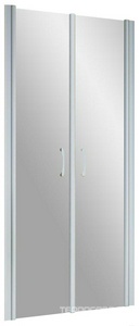 Душевая дверь 90*190 двустворчатая , распашные створки, профиль матовый хром, стекло сатин ZZ Vegas Glass Е2Р E2P 0090 07 10