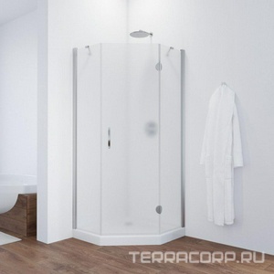 Душевое ограждение пятиугольное , 90*90*1900, правое, профиль хром глянец, стекло сатин, БЕЗ поддона ZZ Vegas Glass AFA-Pen AFA-Pen 0090 08 10 прав.