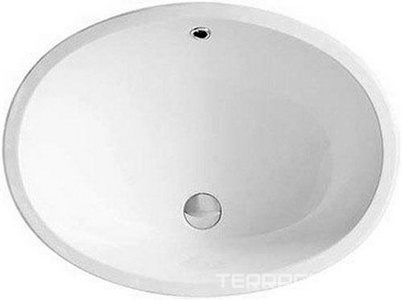 Раковина 58х43.5cм, встраиваемая в столешницу снизу, без отв. д/смес., с переливом, лекало, комплект креплений в компл., (цв. белый),  ZZ Simas Nevada S53 bi