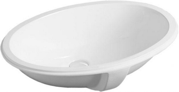 Раковина 58х43.5cм, встраиваемая в столешницу снизу, без отв. д/смес., с переливом, лекало, комплект креплений в компл., (цв. белый),  ZZ Simas Nevada S53 bi