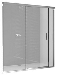 Дверь раздв. односекц. с неп/сегм.,1300xh1900мм крепление слева (проф. мат. серебро, стек. прозр. Anti-Plaque, Soft close/open),Huppe Des/Pure 4уг. ZZ