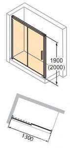 Дверь раздв. односекц. с неп/сегм.,1300xh1900мм крепление слева (проф. мат. серебро, стек. прозр. Anti-Plaque, Soft close/open),Huppe Des/Pure 4уг. ZZ Huppe Huppe 501 Design pur 8P0105 730 087 322