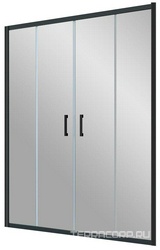 Дверь в нишу Z2P, 150*190 см, двухстворчатая раздвижная, профиль черный матовый, стекло прозрачное ZZ