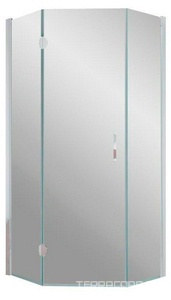 Душевое ограждение пятиугольное , 90*90*1900, левое, профиль белый, стекло "шиншилла", БЕЗ поддона ZZ Vegas Glass AFA-Pen AFA-Pen900102/левый