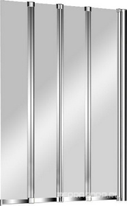 Штора на ванну, 4-х секционная, складная, 1000хh1400мм, "Правая"/"Левая", (профиль цв.хром, стекло 5мм прозрачное),  Cezares Pratico PRATICO-V-4-100/140-C-Cr