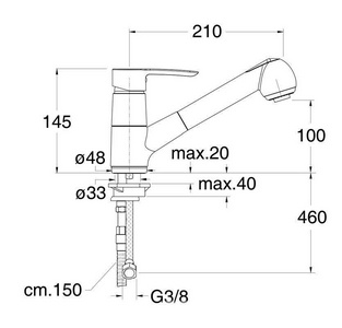 Смеситель для кухоннй мойки с вытяжным изливом, (цв. хром), Cristina ZZ Cristina Professional Lines KN 530 51