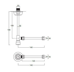 Кран подвода воды к бачку унитаза (трубки, переходники, дек.чашка в компл.), (цв. хром), Simas ZZ Simas Универсал 120006 cromo