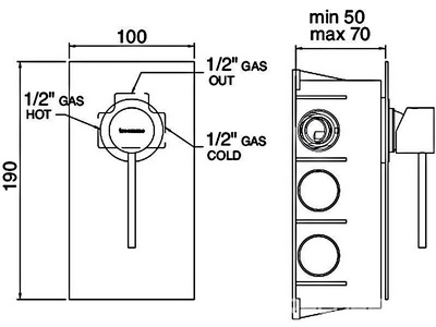 Смеситель для душа, встраиваемый в стену, (цв. oxidized), UP ZZ 3M Up 5708 KK