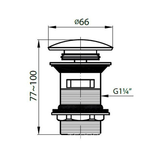 Пробка для сливного отверстия накладной раковины с переливом, нажимная, "Click-Clack", G 1 1/4, (крышка цв. хром), Cezares ZZ Cezares Универсал CZR-SAT1-01