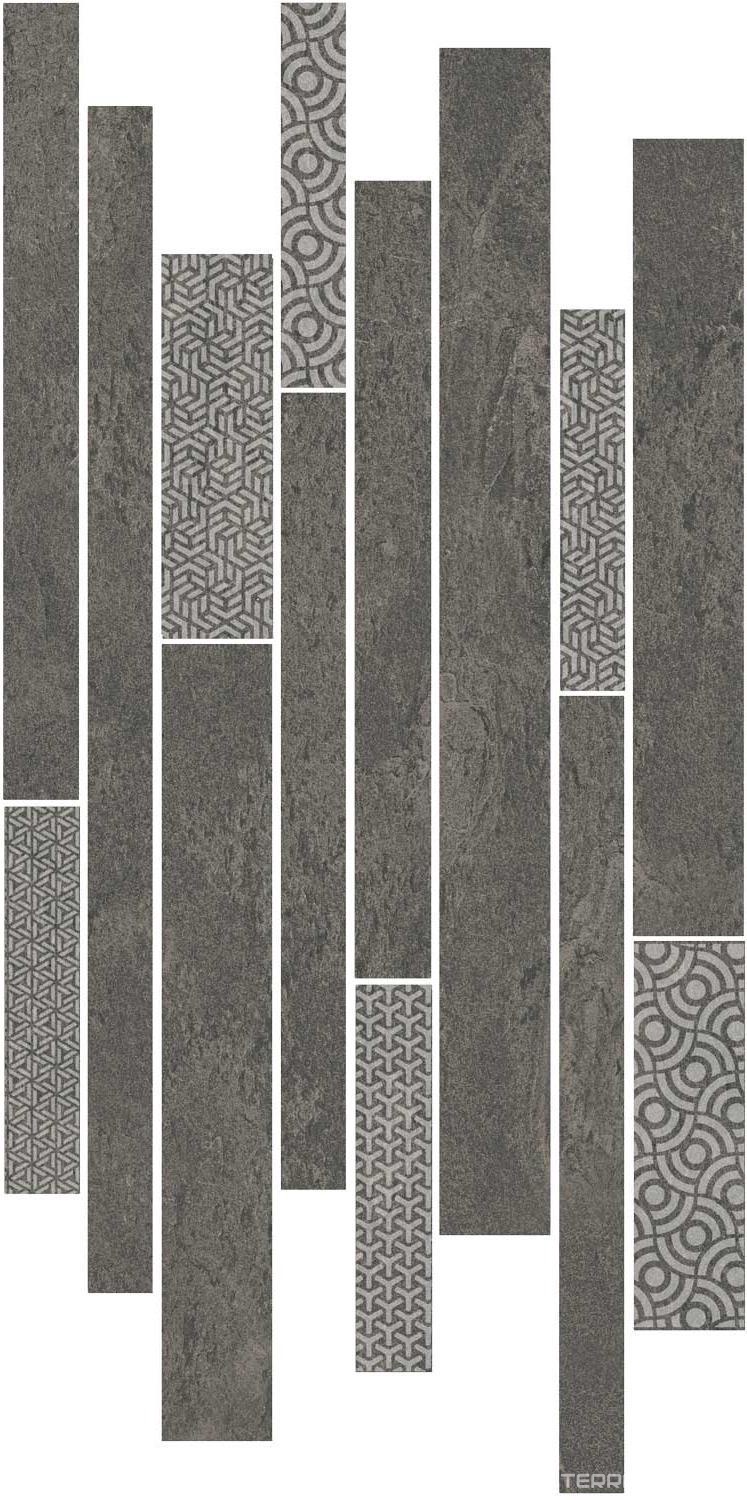 Керамическая плитка Kerama Marazzi Ламелла Декор серый темный мозаичный 50,2x25 Серый, фото 5